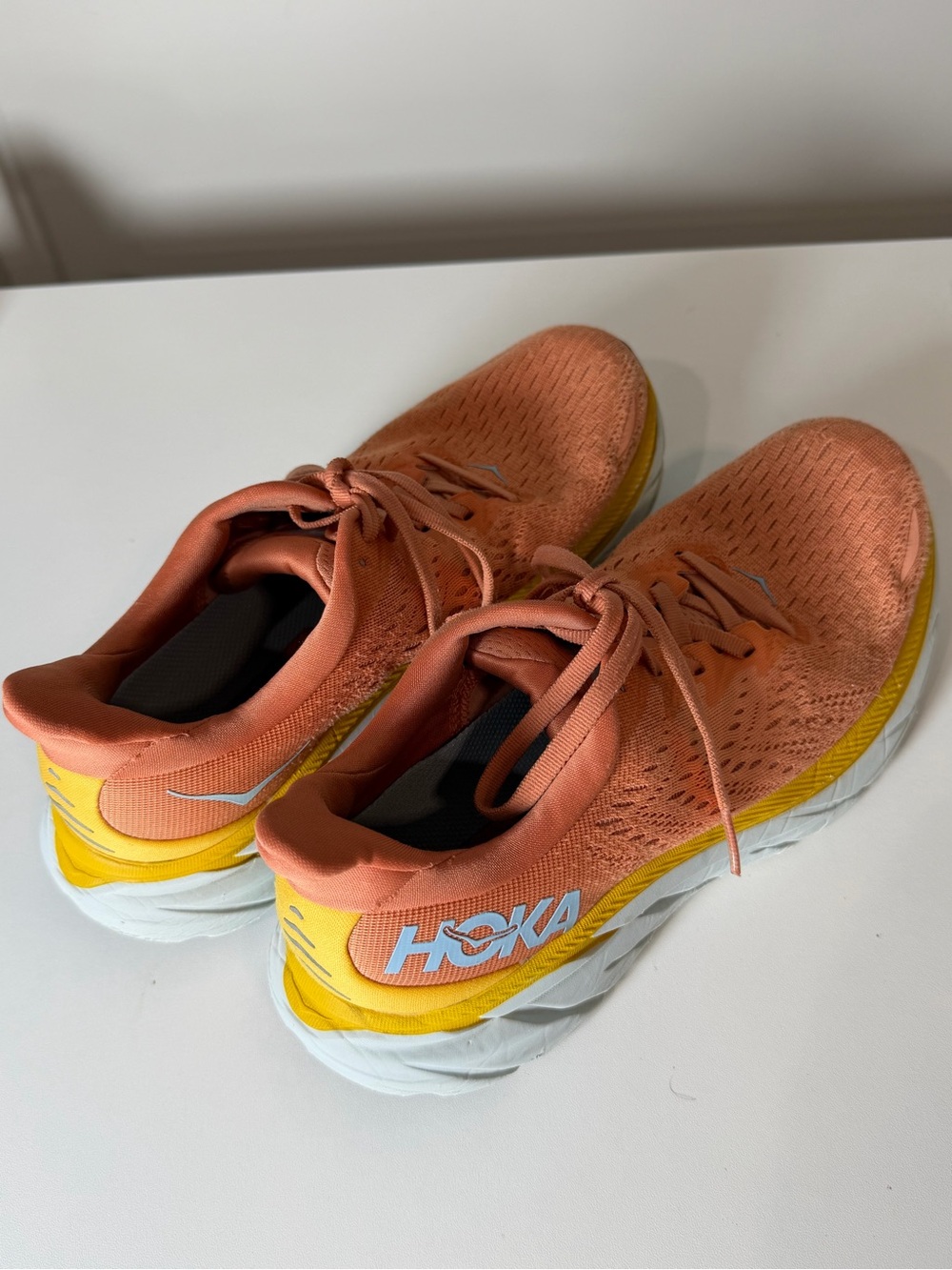 Hoka Women's Size 9 B Running Shoes in Coral and Yellow